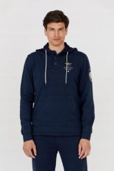 AERONAUTICA MILITARE Granatowa bluza męska, Rozmiar XL. Niebieskie bluzy męskie Aeronautica Militare, m, bez wzorów, z kapturem. W wyprzedaży za 532.99 zł.