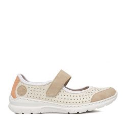 Baleriny Rieker. Półbuty damskie Rieker, bez wzorów, bez obcasa, na płaskiej podeszwie, bez zapięcia. Za 319.99 zł.