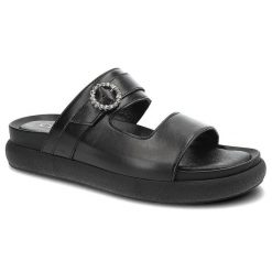 Czarne Klapki Chebello Wygodne Skórzane Buty. Czarne klapki damskie CheBello, bez wzorów, ze skóry, bez obcasa, bez zapięcia. Za 309.00 zł.