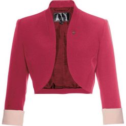 Bolerko Premium z rękawami 3/4 bonprix ciemnoczerwono-matowy beżowy. Czerwone żakiety damskie bonprix, bez wzorów. Za 39.99 zł.
