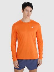 4F Longsleeve do biegania szybkoschnący męski - pomarańczowy M. Brązowe koszulki sportowe męskie 4f, m, bez wzorów, z dzianiny, klasyczne, bez kołnierzyka. W wyprzedaży za 79.99 zł.