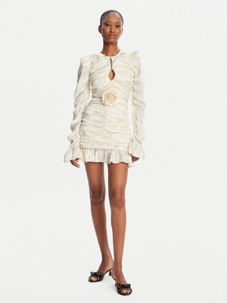 ROTATE Sukienka koktajlowa 113955858 Écru Slim Fit. Sukienki damskie ROTATE, bez wzorów, z jedwabiu, wizytowe, bez kołnierzyka, bez ramiączek. Za 969.00 zł.