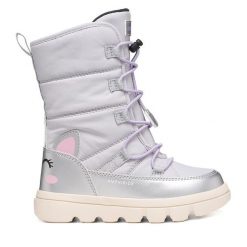 Śniegowce Geox. Szare śniegowce dziewczęce Geox, bez zapięcia. Za 409.99 zł.
