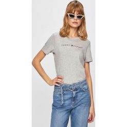 Tommy Hilfiger - Top. Szare t-shirty damskie Tommy Hilfiger, s, bez wzorów, z bawełny, casualowe, bez kołnierzyka. Za 179.90 zł.