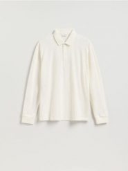 Koszulka polo z długim rękawem - złamana biel. Bluzki z długim rękawem męskie Reserved, l, bez wzorów, z bawełny, bez ramiączek. Za 89.99 zł.