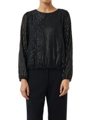 Comma bluzka Kobiety czarny, 40. Czarne bluzki damskie comma, bez wzorów, bez kołnierzyka, bez ramiączek. Za 329.95 zł.