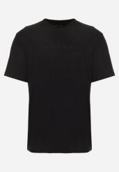 Czarna Koszulka T-shirt z Bawełny Ozdobiona Napisem Palidia. Czarne t-shirty męskie Born2be, l, bez wzorów, z bawełny, bez kołnierzyka. Za 39.99 zł.