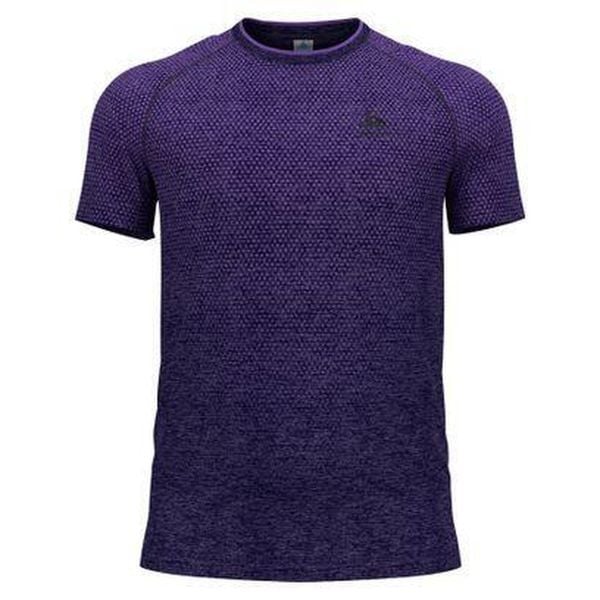 Koszulka męska Odlo ESSENTIAL SEAMLESS T-shirt crew neck l/s. Niebieskie t-shirty męskie Odlo, l, bez wzorów, bez kołnierzyka. Za 219.99 zł.