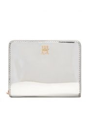 Tommy Hilfiger Portfel Med Za W/Flap Met AW0AW18037 Srebrny. Szare portfele damskie Tommy Hilfiger, bez wzorów, ze skóry. Za 299.99 zł.