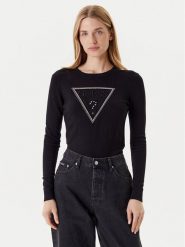 Guess Sweter W5YR23 Z2NQ2 Czarny Regular Fit. Czarne swetry damskie Guess, xs, z aplikacjami, z wiskozy, bez kołnierzyka, bez ramiączek, bez kaptura. Za 299.99 zł.