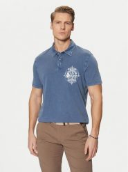 Guess Polo M5RP10 KCMY0 Granatowy Regular Fit. Niebieskie koszulki polo męskie Guess, l, z aplikacjami, z bawełny, bez ramiączek. Za 149.99 zł.