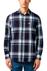 MESKA KOSZULA WRANGLER 1 PKT SHIRT LARGE INDIGO PLAID 112362898. Niebieskie koszule męskie Wrangler, m, bez wzorów, bez kołnierzyka, bez ramiączek. Za 169.99 zł.