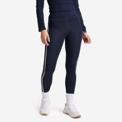 Legginsy fitness damskie Domyos. Niebieskie legginsy sportowe damskie DOMYOS, l, bez wzorów, z elastanu, na fitness i siłownię. Za 129.99 zł.