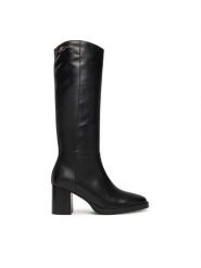 Tommy Hilfiger Kozaki Stacked Heel Leather Long Boot FW0FW08865 Czarny. Czarne kozaki damskie Tommy Hilfiger, ze skóry, bez obcasa, na słupku. Za 769.99 zł.
