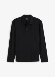 Koszulka polo z piki, długi rękaw. Niebieskie koszulki polo męskie bonprix, m, bez wzorów, z bawełny, bez ramiączek. Za 52.99 zł.