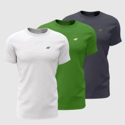 T-shirt męski (ZESTAW KOSZULEK 3 SZT.) 4F 4FWSS26TTSHM4216. T-shirty męskie 4f, l, bez wzorów, z bawełny, biznesowe, bez kołnierzyka. Za 129.99 zł.