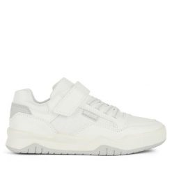 Sneakersy Geox. Białe trampki i tenisówki chłopięce Geox, bez wzorów, bez zapięcia. Za 169.99 zł.