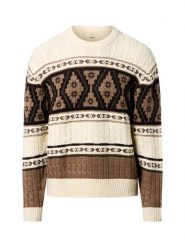 Redefined Rebel Męski sweter z dzianiny - RRHenson Mężczyźni Sztuczne włókno biały|brązowy|wielokolorowy wzorzysty, XXL. Białe swetry przez głowę męskie Redefined Rebel, m, bez wzorów, z dzianiny, bez kołnierzyka. Za 249.95 zł.