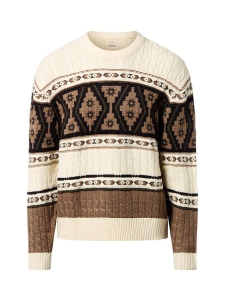 Redefined Rebel Męski sweter z dzianiny - RRHenson Mężczyźni Sztuczne włókno biały|brązowy|wielokolorowy wzorzysty, XXL. Białe swetry przez głowę męskie Redefined Rebel, m, bez wzorów, z dzianiny, bez kołnierzyka. Za 249.95 zł.