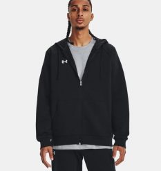 Under Armour UA RIVAL FLEECE FZ HOODIE Bluza męska. Czarne bluzy męskie Under Armour, m, bez wzorów, z bawełny, z kapturem. W wyprzedaży za 132.99 zł.