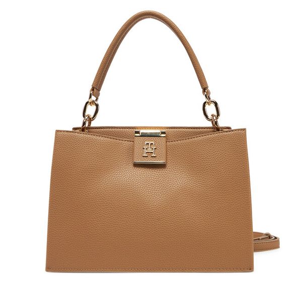 Torebka Tommy Hilfiger. Brązowe torebki do ręki damskie Tommy Hilfiger, bez wzorów, klasyczne, bez dodatków. Za 379.99 zł.