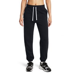 Under Armour UA RIVAL TERRY JOGGERS Spodnie damskie. Czarne spodnie materiałowe damskie Under Armour, s, bez wzorów, z bawełny. W wyprzedaży za 174.99 zł.
