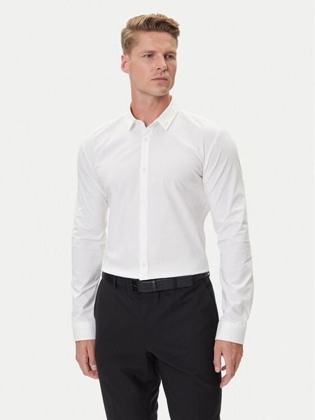 HUGO Koszula Ero3 50475678 Biały Extra Slim Fit. Białe koszule męskie Hugo, m, bez wzorów, z bawełny, bez kołnierzyka, bez ramiączek. Za 319.99 zł.