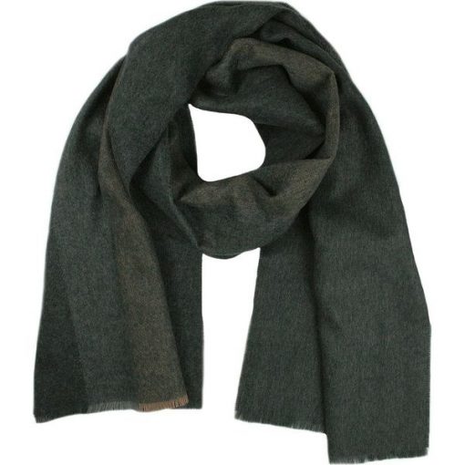 Popielaty Elegancki Szalik Firmy V.Fraas - Cashmink - w Grube Beżowe Pasy, Zimowy. Szare szaliki męskie V. Fraas, na zimę, bez wzorów, z materiału. Za 59.00 zł.