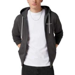 Bluza Rozpinana Męska Logo. Szare bluzy męskie Champion, m, bez wzorów, z bawełny, z kapturem. Za 199.00 zł.