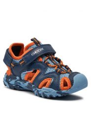 Geox Sandały J Borealis Boy J450RC 014BU C0573 M Niebieski. Niebieskie sandały chłopięce Geox, ze skóry, bez zapięcia. Za 299.99 zł.