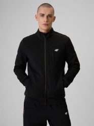 4F Bluza dresowa regular bez kaptura męska - czarna XXL. Czarne bluzy męskie 4f, m, bez wzorów, z bawełny, bez kaptura. Za 199.99 zł.