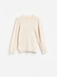 Sweter z wełną merino i kaszmirem - beżowy. Brązowe swetry przez głowę męskie Reserved, l, bez wzorów, z kaszmiru, bez kołnierzyka. Za 299.99 zł.