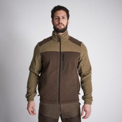 Polar outdoor Solognac 500 dwukolorowy. Brązowe bluzy męskie SOLOGNAC, l, bez wzorów, z bawełny, bez kaptura. Za 99.99 zł.