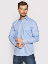 Selected Homme Koszula New Mark 16058640 Błękitny Slim Fit. Niebieskie koszule męskie Selected Homme, l, bez wzorów, z bawełny, bez kołnierzyka, bez ramiączek. Za 169.99 zł.