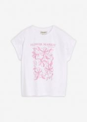 T-shirt z czystej bawełny organicznej. Białe t-shirty i topy dla dziewczynek bonprix, bez wzorów, z bawełny, bez ramiączek. Za 39.99 zł.