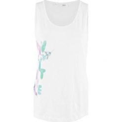 Top shirtowy bonprix biały z nadrukiem. Topy damskie marki bonprix. Za 22.99 zł.