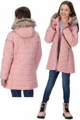Kurtka turystyczna parka dziecięca Fabrizia zimowa. Czerwone kurtki i płaszcze dla dziewczynek Regatta, na zimę, bez wzorów, z materiału, z kapturem. Za 139.99 zł.