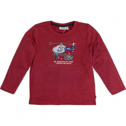 Koszulka "Polizei" w kolorze czerwonym. Czerwone t-shirty dla chłopców marki Salt & Pepper, z nadrukiem, z długim rękawem. W wyprzedaży za 42.95 zł.