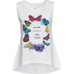 Shirt z nadrukiem bonprix biały. Bluzki damskie bonprix. Za 44.99 zł.