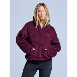 Bluza z kapturem Fluffy - damska - na cztery pory roku - Teddy - bordowa. Czerwone bluzy damskie POEDERBAAS, xs, bez wzorów, z poliesteru, z kapturem, narciarskie. Za 264.52 zł.