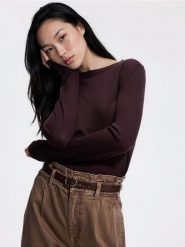 Sweter z wełną i modalem - brązowy. Brązowe swetry damskie Reserved, l, bez wzorów, z dzianiny, bez kołnierzyka, bez ramiączek, bez kaptura. Za 119.99 zł.