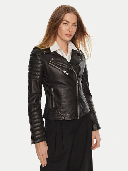 Serge Pariente Kurtka skórzana Hipster Girl Czarny Regular Fit. Czarne kurtki damskie Serge Pariente, l, bez wzorów, ze skóry, bez kaptura. Za 1,139.00 zł.