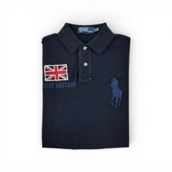 Second life - Koszulka polo męska z krótkim rękawem granatowa - Jak nowy. Niebieskie koszulki polo męskie Ralph Lauren, m, bez wzorów, bez kołnierzyka, bez ramiączek, na golfa. Za 152.24 zł.