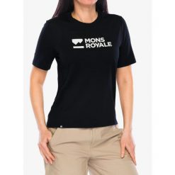 Koszulka damska Mons Royale Icon Merino Air-Con Relaxed Tee. Czarne koszulki sportowe damskie Mons Royale, bez wzorów, bez kołnierzyka, bez ramiączek. Za 256.99 zł.