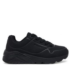 Sneakersy Skechers. Czarne trampki i tenisówki chłopięce Skechers, bez wzorów, bez zapięcia. Za 179.99 zł.