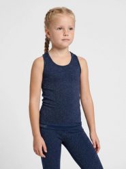 Koszulka dla dziewczynki Hummel Glitter. Niebieskie t-shirty i topy dla dziewczynek Hummel, bez wzorów, z dzianiny, bez ramiączek. Za 149.00 zł.