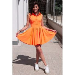Sukienka TAMASA ORANGE. Brązowe sukienki damskie Sukienka TAMASA ORANGE, l, bez wzorów, bez kołnierzyka, bez ramiączek, mini. W wyprzedaży za 59.00 zł.