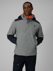 4F Kurtka trekkingowa membrana 10000 męska - szara 3XL. Szare kurtki męskie 4f, l, bez wzorów, z materiału, bez kaptura. Za 399.99 zł.