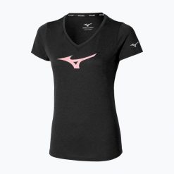 Koszulka do biegania damska Mizuno Core Runbird Tee. Czarne koszulki sportowe damskie Mizuno, l, bez wzorów, z materiału, bez kołnierzyka, bez ramiączek, do biegania. Za 109.99 zł.