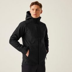 Softshell roboczy męski Repeller. Czarne kurtki sportowe męskie Regatta, m, bez wzorów, z softshellu, trekkingowe. W wyprzedaży za 349.99 zł.